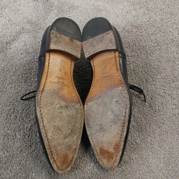 Russell & Bromley Mens UK 7 Shoes Cap Toe Oxford Lace Up Black Leather Hand Made - Picture 4 of 11